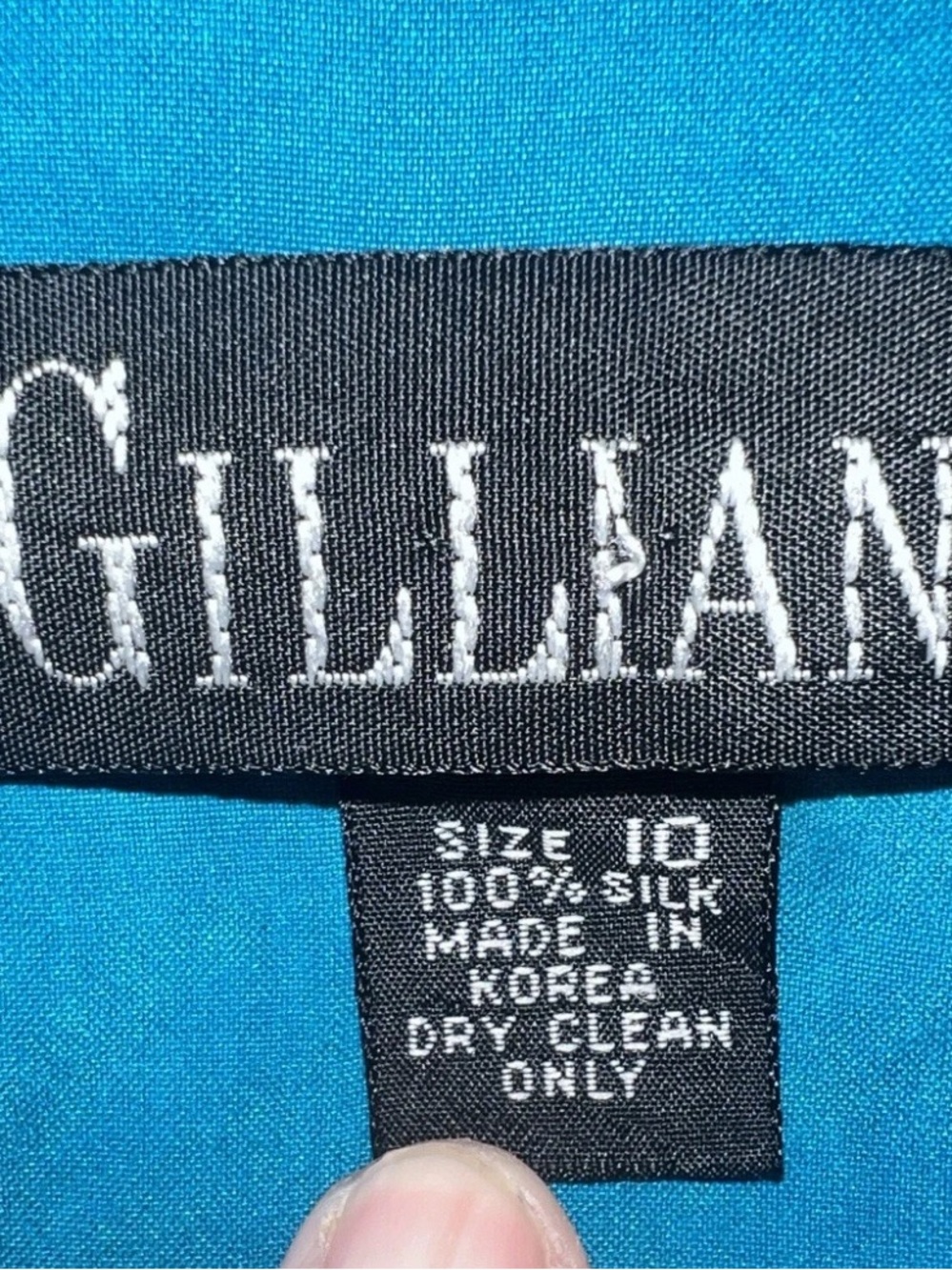 Vintage Gillian Teal 100% Silk Midi Shirt Dress Womens Sz10 - Picture 3 of 3